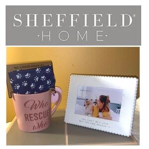 🦋 SHEFFIELD HOME Pink Who Rescued Who? Large Mug & Dog Bandana Set NWT